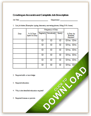 Worksheet - Creating an Accurate and Complete Job Description